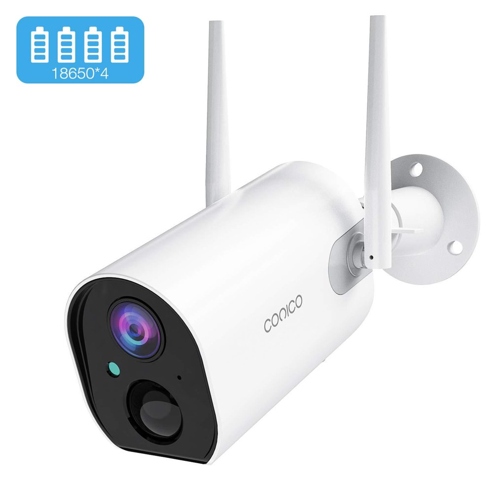 Conico Outdoor Security Camera, Wireless Rechargeable Battery Powered