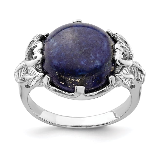 925 Sterling Silver Lapis Lazuli Ring Natural Stone Shell Wood