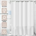 thumbnail image 5 of Dznils White Farmhouse Fabric Shower Curtain, Ruffle Bathroom Curtain with 12 Hooks, 72" x 72", 5 of 12