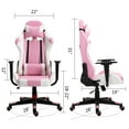 thumbnail image 5 of Gaming Chair Office Desk Chair Ergonomic Reclining Computer Chair Height Adjustable Swivel Recliner with Headrest Lumbar Support, Pink White, 5 of 7