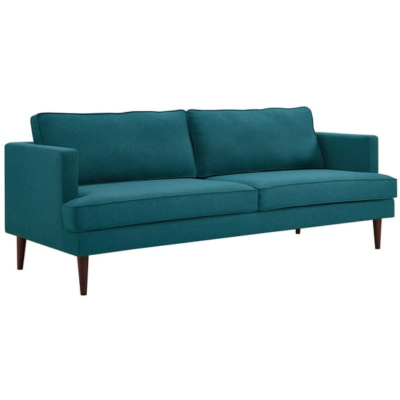 Modern Contemporary Urban Design Living Room Lounge Club Lobby Sofa, Fabric, Aqua Blue