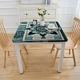 thumbnail image 3 of BANET  Adriatic Medallion Print Vinyl Flannel Backed Tablecloth, Shabby Chic Mediterranean Sea Green Tile Design Waterproof Patio, BBQ, Indoor Outdoor Tablecloth White, 3 of 7