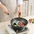 thumbnail image 4 of 15 inch Large Spatula Slotted Turner Soup Ladle 304 Stainless Steel Wok Spatula Set Slotted Spoon for Cooking Utensils Set Long Wooden Handle Ladles Kitchen Metal Spatulas Cooking Spoons, 4 of 4