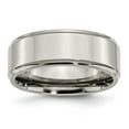 thumbnail image 1 of Titanium 8mm Ridged Edge Ring Man Wedding Classic Flat W/edge  For Dad Mens  For Him, 1 of 11