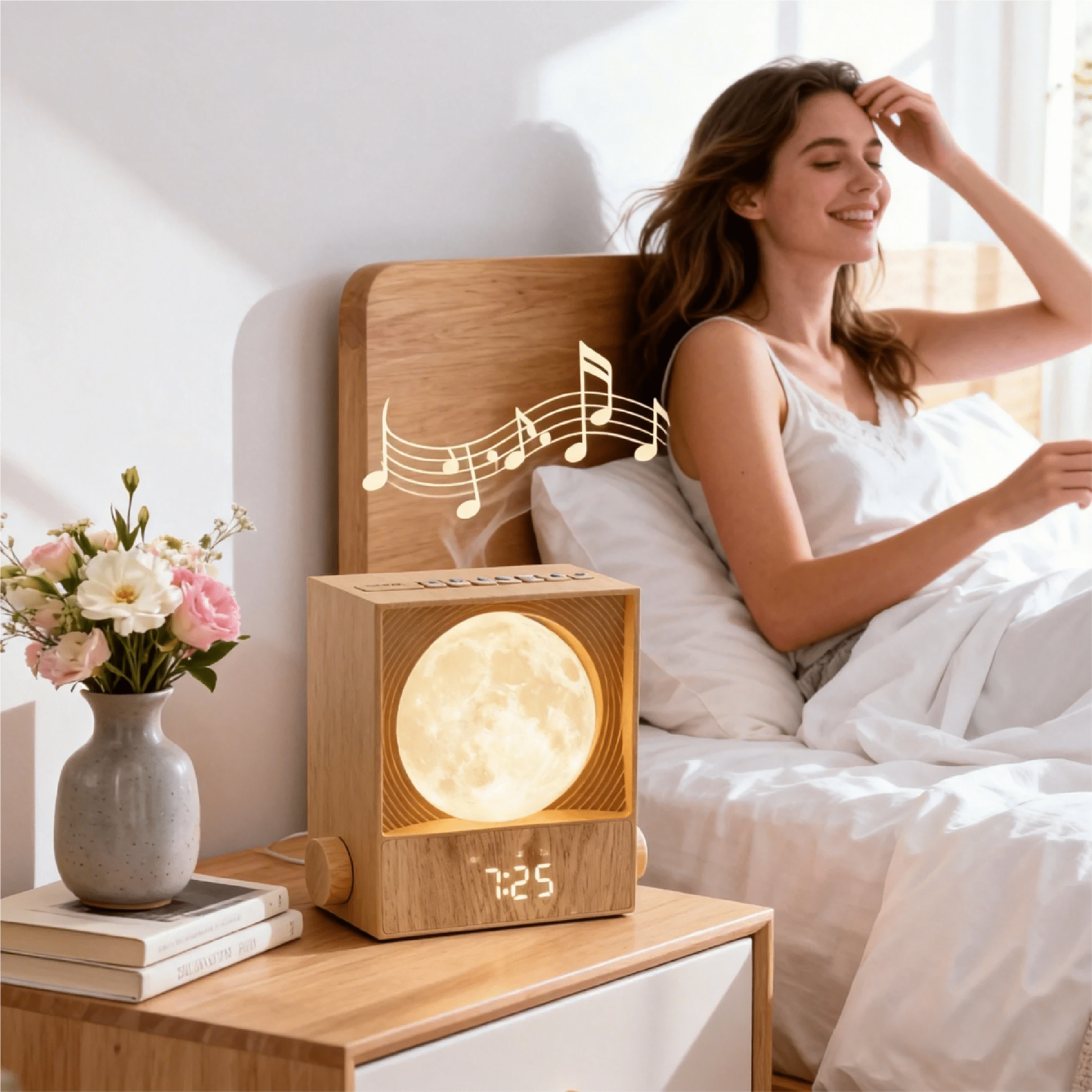 Rotating Moon Sunrise Alarm Clock with Wake Up Light & Sleep Aid