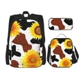 thumbnail image 1 of Disketp Sunflower Cow Mochila Estampada de Gran Capacidad con Lonchera y Estuche, Set de 3 Piezas para Estudiantes, 1 of 7