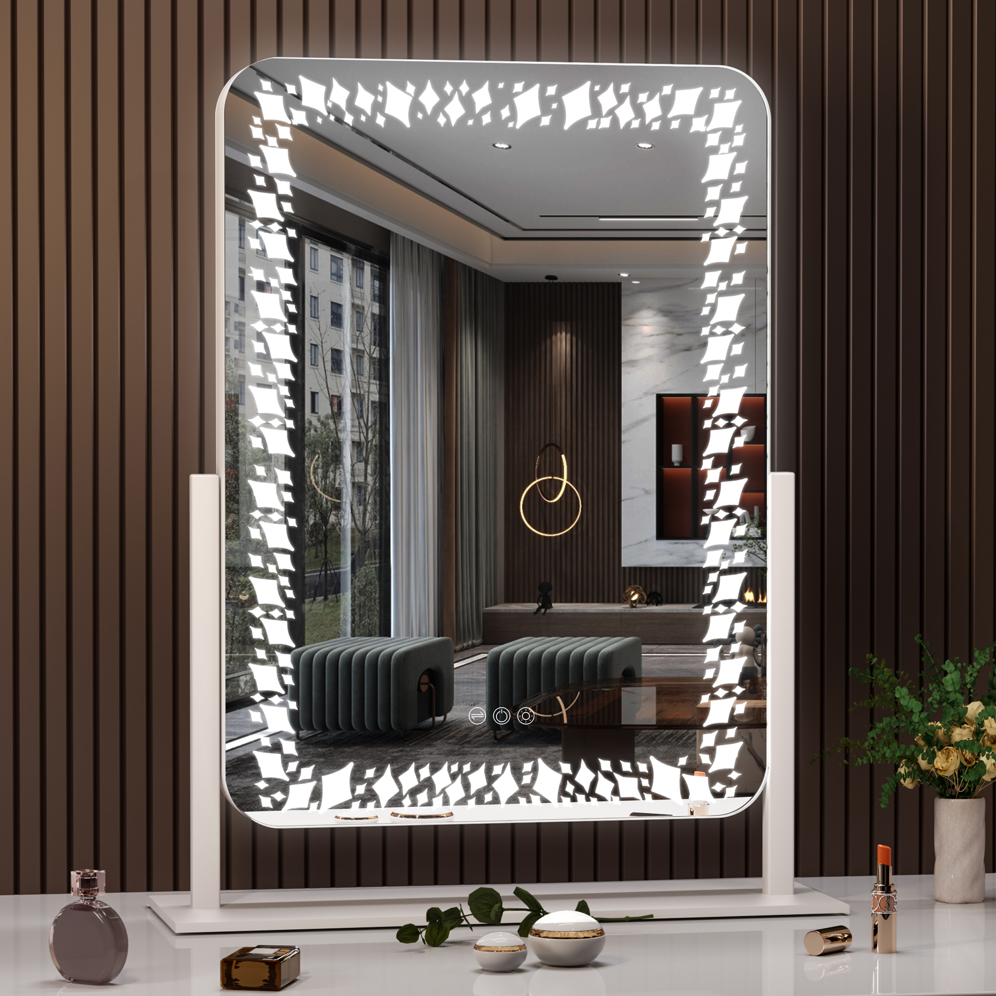 Hasipu Makeup Vanity Mirror with Lights，16" x 12" Lighted LED Mirrors