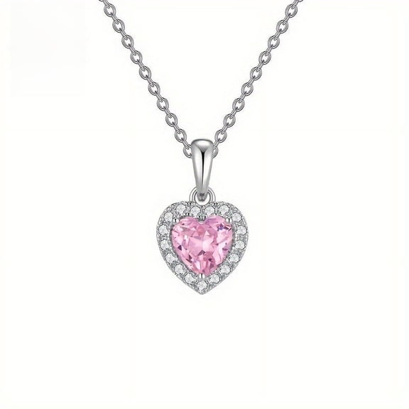 SUSOLA Elegant 925 Sterling Silver Necklace with Cubic Zirconia Heart Pendant - Perfect for Daily Wear, Valentine's Day, Christmas & Anniversary Gifts, Light Luxury, Jewelry