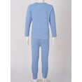thumbnail image 4 of Haitryli Kids Striped Thermal Underwear Set Girls Boys Warm Long Johns Base Layer Tops with Leggings Pants Set Blue 15-16, 4 of 7