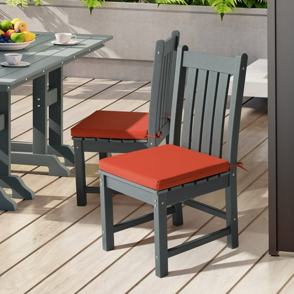 WestinTrends Solace Outdoor Patio Kitchen Dining Chair Square Seat Cushions Set of 4, 20" x 18", Orange