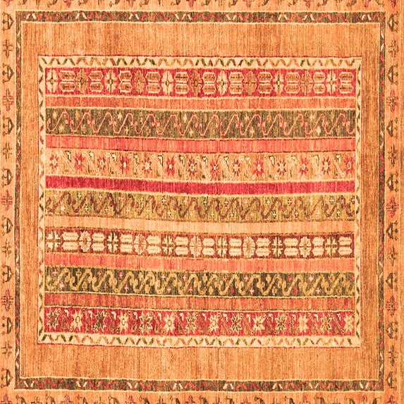 Ahgly Company Indoor Square Abstract Orange Modern Area Rugs, 8' Square