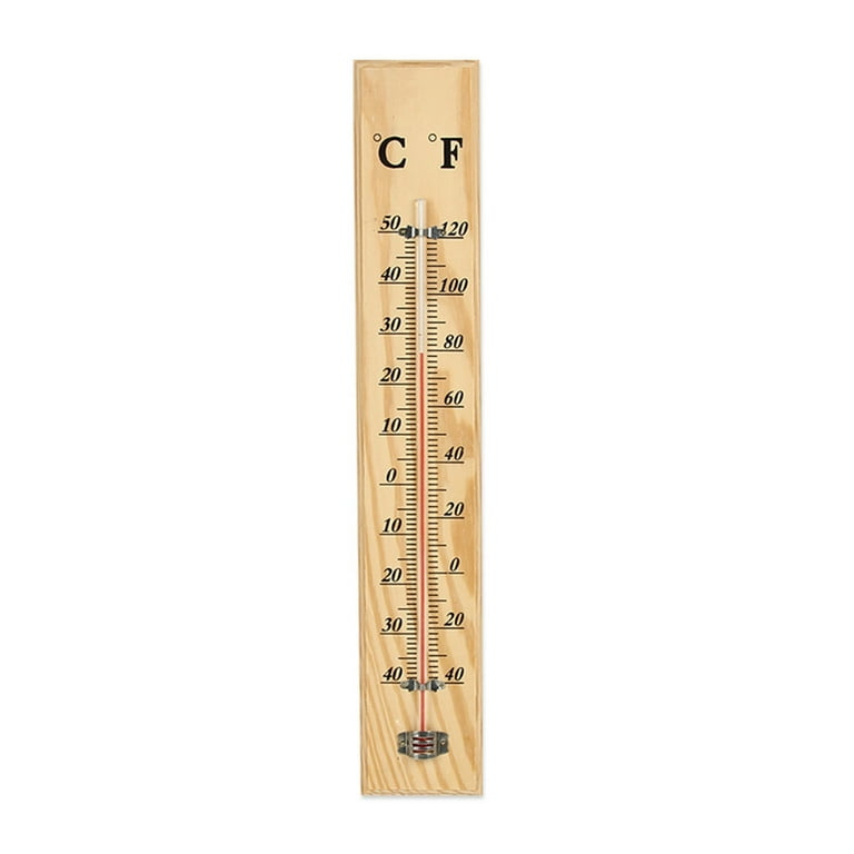 1pcs Wood Wall Hang Thermometer Indoor Outdoor Logger Meter Garden