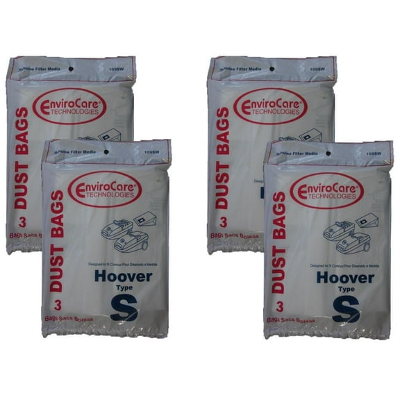 Replacement Part For Hoover 12 bags (4 pkgs) Type S Vacuum Cleaner Bags 43655097, 4010064S, 4010344S, 43655093, 4010100S