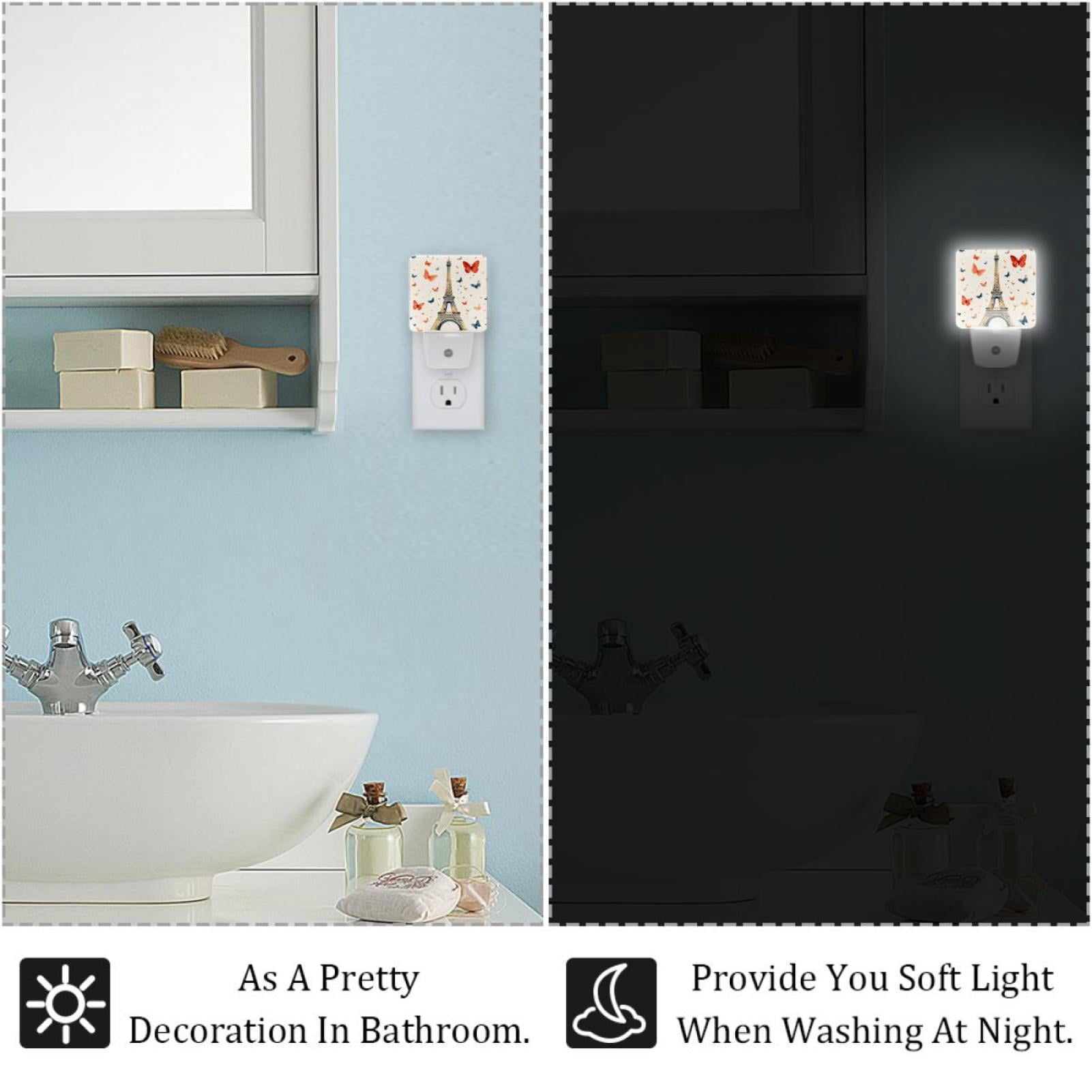 PhooArto Eiffel Towers Butterfly Plug in LED Night Light Auto Sensor Dusk to Dawn Decorative Night for Bedroom, Bathroom, Kitchen, Hallway, Stairs, Baby's Room, Energy Saving