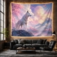 thumbnail image 6 of White Wolf on Rocky Outcrop with Cherry Blossoms, Mystical Fantasy for Wildlife Enthusiasts, Ethereal Nature Wall Art, Housewarming Gift, Tapestry Wall Hanging for Bedroom and Living Room, 6 of 7
