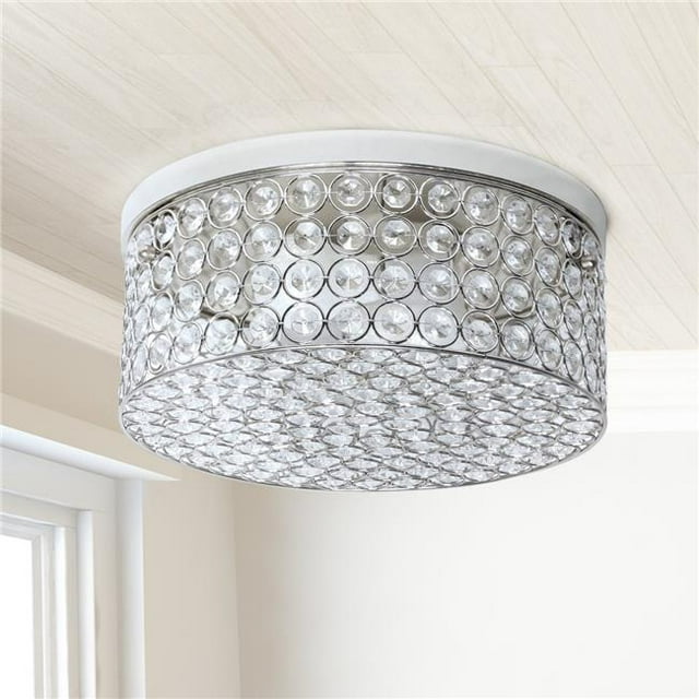 Lalia Home LHM-2003-CH Glam 2 Light 12 in. Round Flush Mount, Chrome