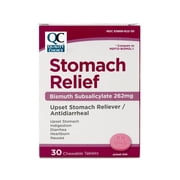 Quality Choice Stomach Relief Chewable Tablets Bismuth Subsalicylate 262 mg Antidiarrheal 30 Count