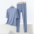 thumbnail image 2 of Bixock Pajamas Two Piece Set for Women,Women Plus Szie Pajamas,Pajamas for Women Modal Solid Color Turtleneck 3/4 Sleeve Long Pants Soft Breathable Spring Fall Pajamas Set, 2 of 5