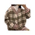thumbnail image 4 of Women Check Knit Sweater Y2K Argyle Plaid Long Sleeve Sweater E-Girls Knitwear Streetwear, 4 of 9
