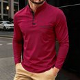 thumbnail image 7 of qafoshin Pullover Workout Tops for Men Breathable Stand-up Button Long Sleeve Fall Shirts, 7 of 7