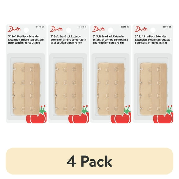 (4 pack) Dritz 3" Soft Bra-Back Extender, Beige