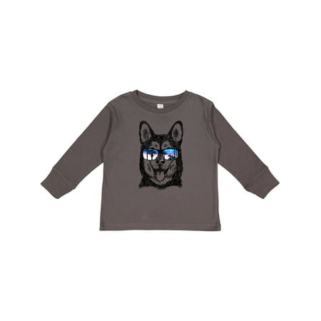

Inktastic Siberian Husky Sketch Portrait with Sunglasses Boys or Girls Long Sleeve Toddler T-Shirt