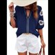 thumbnail image 3 of Blusas de Verano para Mujer, Blusas Florales Bordadas con Mangas Abullonadas, Cuello en V, Estilo Bohemio, Informal Azul Marino L, 3 of 7