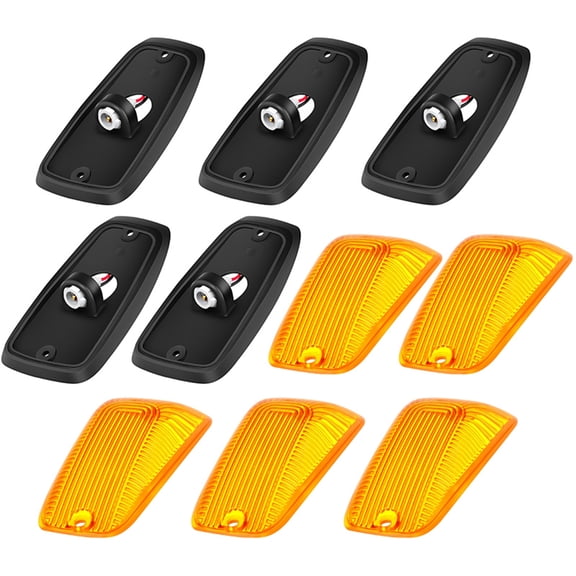 cciyu 5x Cab Marker Light Amber Top Roof Running Light Covers w/T10 base Top Clearance Marker Cab Marker Assembly for 1988-2000 For Chevy For GMC Truck Light