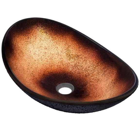 Novatto NOHP-G008-8031 Rena Copper and Black Painted Oval Glass Vessel Sink, 21.5-inch Width
