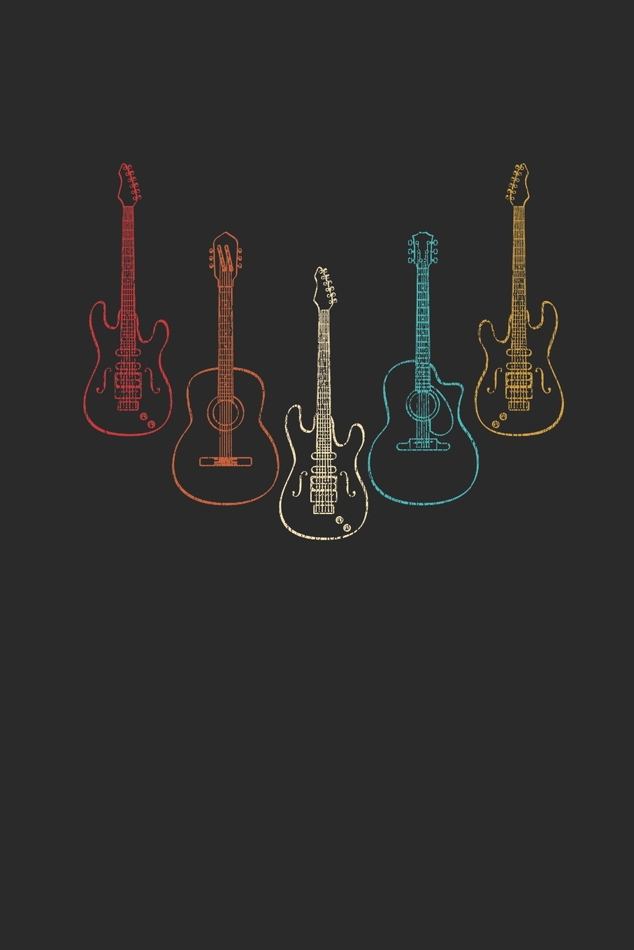 Guitar Retro Guitars Notebook, Dotted Bullet (6" x 9" 120 pages