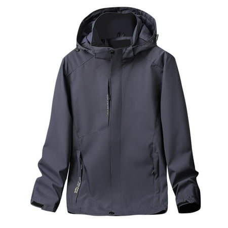 

Mens Autumn Casual Solid Hooded Waterproof Breathable Flight Suit Jacket Coat Top Insulated Reflective Coat And Bibs