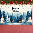 thumbnail image 2 of Watercolor Merry Christmas Banner Blue Theme Christmas Banner Reindeer Design Snowflake Decor Holiday Banner for Christmas Party Indoor Decoration Holiday Celebration, 2 of 9