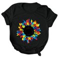 thumbnail image 1 of Gibobby Camisetas Mujer Manga Corta Mujeres Casual Sunflower Camisas imprenta Cuello corto manga corta Tee Tops Tunic Blose(Negro,CH), 1 of 5