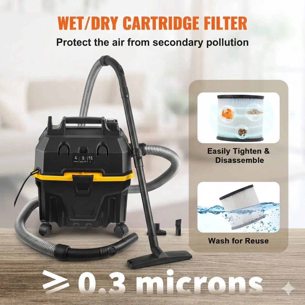 3 in 1portable 4 Gallon wet & dry Vacuum with 5 Peak HP and Blowing Feature