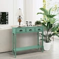 thumbnail image 6 of Urbanest Burlington Solid Wood Console Table with 3 Drawers Lower Shelf – Entryway Table, Hallway Sofa Table, Narrow Accent Table for Living Room – 39.5″ × 9.5″ × 32″ – Peacock Green Farmhouse Decor, 6 of 7