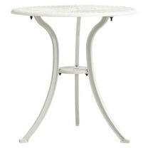 Patio Bar Table Outdoor Metal Bar Height Bistro Table with Umbrella Hole, White 24.4"x24.4"x25.6" Cast Aluminum