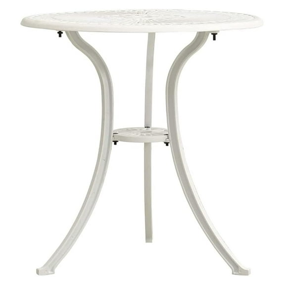 Patio Bar Table Outdoor Metal Bar Height Bistro Table with Umbrella Hole, White 24.4"x24.4"x25.6" Cast Aluminum
