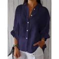 thumbnail image 1 of Camisa con cordones en la espalda para mujer, blusa de media manga de lino y algodón de Color liso, estilo dulce, Tops holgados informales para uso diario, novedad de verano 2024, 1 of 5