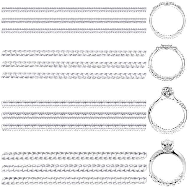 Ajustadores de anillo de 12 PCS Atendador de plástico espiral transparente compatible con cualquier anillo