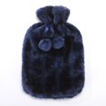 thumbnail image 1 of 2L Explosion Proof Plush Cold-proof Removable Hot Water Bottle Cover Winter Protective Case Faux Fur Fleece Heat Preservation Covers BLUE, 1 of 8