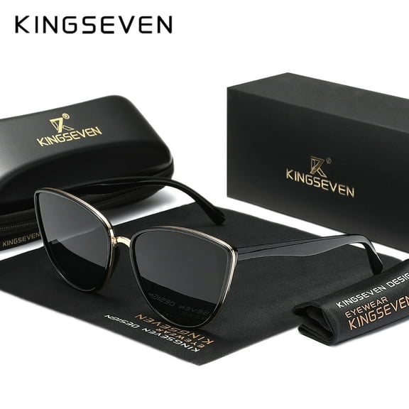 KINGSEVEN Trendy Luxury Cat Eyes Frame Sunglasses UV400 Fashion Alloy Eyewear Men Women Driving Glasses
