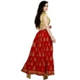 thumbnail image 4 of Chadrakala Women's Rayon Cotton Indian Crushed Flaire Long Maxi Skirt Gold Block Print ,Free Size, Red (S102RED), 4 of 4