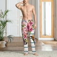thumbnail image 5 of Uemuo Bird and Floral Pattern Men's Wide Leg Palazzo Lounge Pants with Pockets Light Weight Loose Comfy Casual Pajama Pants-Large, 5 of 9