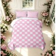 thumbnail image 2 of Manfei Classic Plaid Bed Spread Queen,Vintage Checkered Queen Coverlet Set,Pink,3pcs,1 Quilt and 2 Pillowcases, 2 of 7