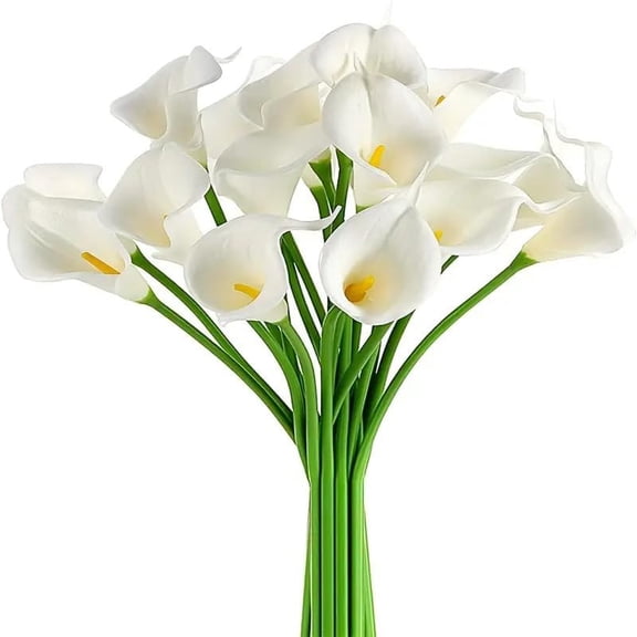 Calla Lily Artificial Flowers(20PCS), Real Touch PU Fake Calla Lily with Stems, Multiple Color Options for Wedding Bouquets, Bridal Shower, Party, Home Kitchen Table Centerpieces Decor