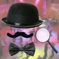 thumbnail image 2 of Barba Pajarita Sombrero Lupa Accesorios Decoración de Halloween Discoteca Disfraces Fiesta Temática Mago Disfraz Conjunto Detective Era Moderna, 2 of 8
