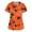 Orange, variant on Women's Halloween Scrub Tops Tunic Print Work Scrub Shirts Short Sleeve Lightweight Fall Nurse T-Shirts with Pockets
