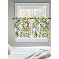 thumbnail image 5 of Botanical Lemon Tier Curtains 36 Inch Length,Sheer Curtains for Bedroom Living Room Window Watercolor Blue Birds Green Leaves Rod Pocket Drapes Kitchen Curtains Small Half Window 27.5"x36" 2 Panels, 5 of 6