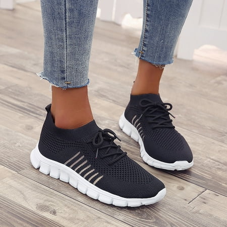 

XINKAIRUN Women S Sneakers Fashion Women Mesh Casual Lace-Up Sport Shoes Runing Breathable Shoes Black