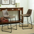 thumbnail image 2 of Roundhill Furniture Lotusville Vintage PU Leather Counter Height Stools, Antique Brown, Set of 2, 2 of 8
